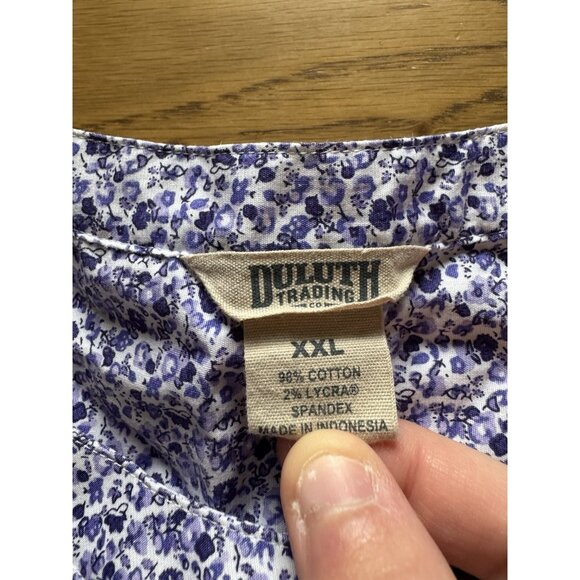 Duluth Trading Shirt Women Size XXL Purple Floral Button Up Casual Comfort - Picture 3 of 11